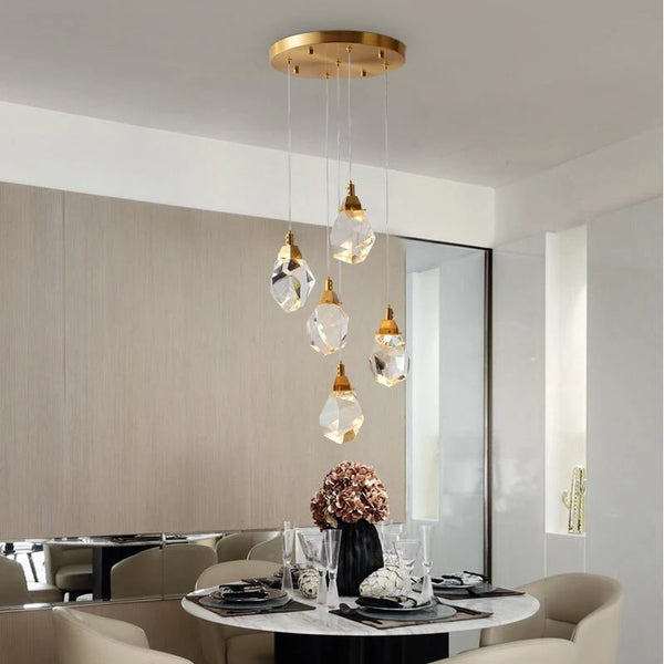 Elegant semiflush mount chandelier with shimmering crystal shade, blending modern aesthetics and timeless charm. Ideal for living rooms and dining areas, this sophisticated fixture features energy-efficient LED lighting for brilliant illumination and long-lasting quality.