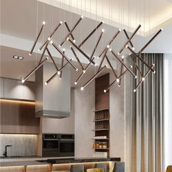 Whimsical Flora LED Chandelier in Black, Gold, and Brown - a luxurious modern decorative light fixture with a unique round tube design, perfect for enhancing living spaces in lofts and villas.