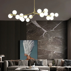 Solla ceiling light by Lights of Scandinavia - modern design, golden and black finishes, frosted glass shades, warm ambiance lighting.