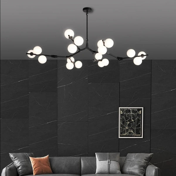 Solla ceiling light by Lights of Scandinavia - modern design, golden and black finishes, frosted glass shades, warm ambiance lighting.