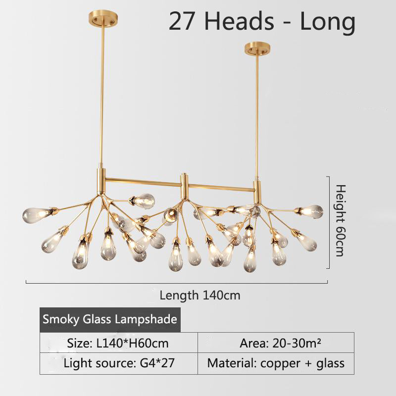 Lights of Scandinavia - Inflorescence - Nordic luxury copper LED chandelier. Modern lighting for dining rooms, hallways or why not light up the entrance hall? Luxury LED Chandelier Lighting Firefly Dining Living Room Creative Hanging Lamp Modern Bedroom Home Deco Fixtures