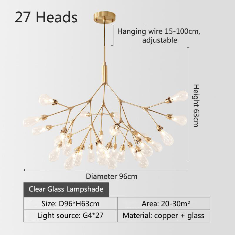 Lights of Scandinavia - Inflorescence - Nordic luxury copper LED chandelier. Modern lighting for dining rooms, hallways or why not light up the entrance hall? Luxury LED Chandelier Lighting Firefly Dining Living Room Creative Hanging Lamp Modern Bedroom Home Deco Fixtures