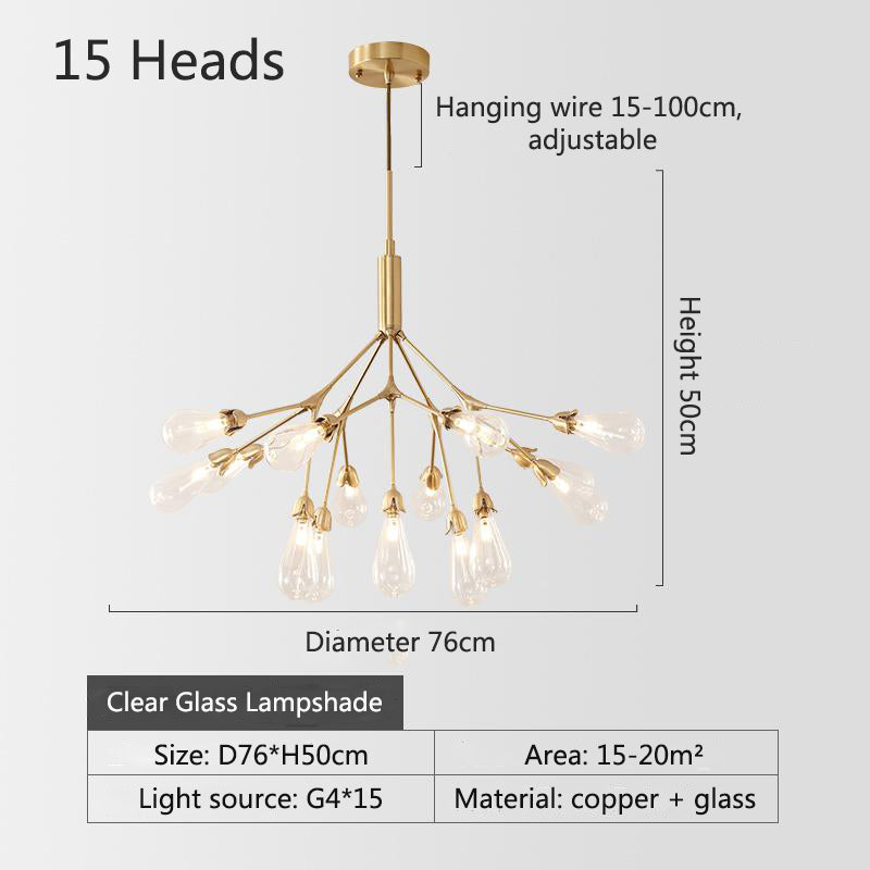 Lights of Scandinavia - Inflorescence - Nordic luxury copper LED chandelier. Modern lighting for dining rooms, hallways or why not light up the entrance hall? Luxury LED Chandelier Lighting Firefly Dining Living Room Creative Hanging Lamp Modern Bedroom Home Deco Fixtures