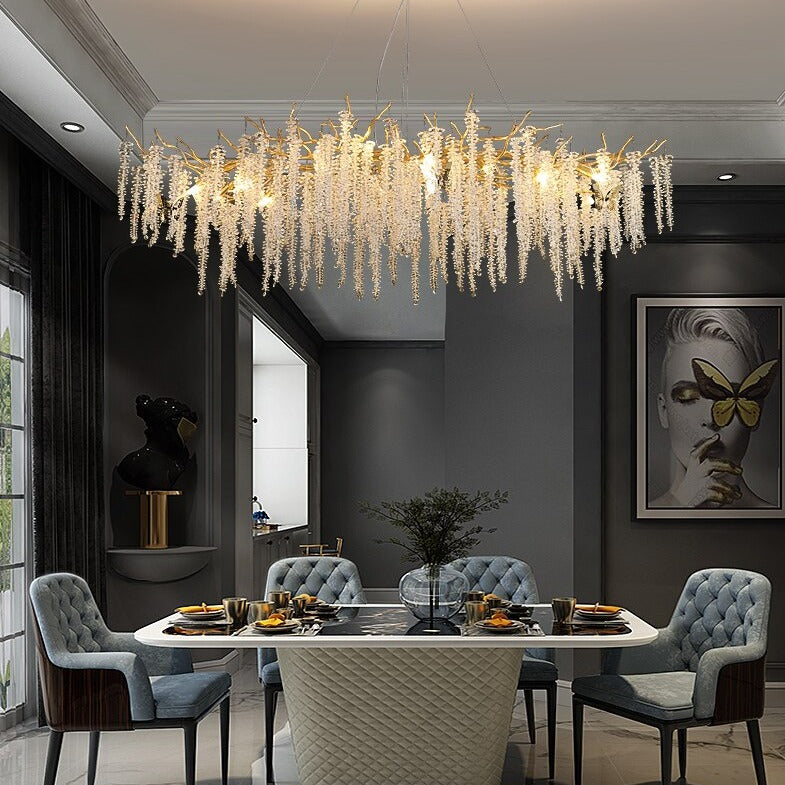 Lights of Scandinavia - Essence - Majestic crystal chandelier. Organic-shaped crystal clusters lighting for dining rooms, living areas, entrance halls, hotel areas, restaurants, etc.