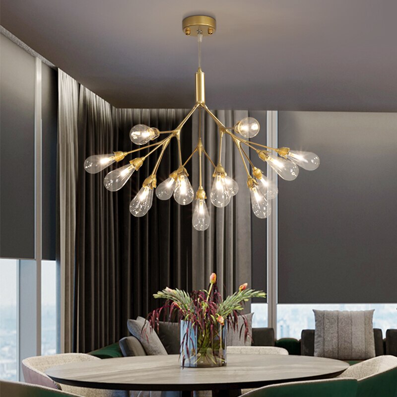 Lights of Scandinavia - Inflorescence - Nordic luxury copper LED chandelier. Modern lighting for dining rooms, hallways or why not light up the entrance hall? Luxury LED Chandelier Lighting Firefly Dining Living Room Creative Hanging Lamp Modern Bedroom Home Deco Fixtures